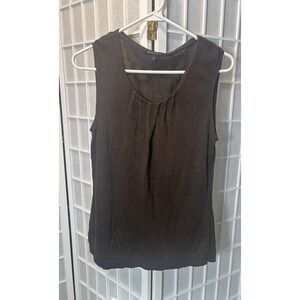 Lafayette 148 Knit Linen Tank‎ Top Women Sleeveless Pleated Scoop Neck Tunic